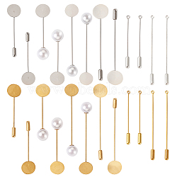 60 Sets 12 Style Brass Stick Lapel Pins, Flat Round Brooch Settings, Platinum & Golden, 57~80x3.5~15x3.5~11.5mm, 5 Sets/style(KK-TA0001-25)