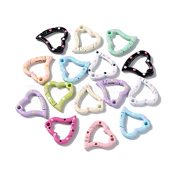 Spray Painted Alloy Spring Gate Rings, Heart, Mixed Color, 31.5x29x5mm, Hole: 3mm(X1-PALLOY-F293-01)