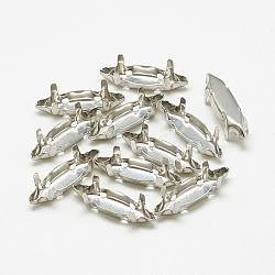 201 Stainless Steel Sew on Prong Settings, Claw Settings for Pointed Back Rhinestone, Horse Eye, Stainless Steel Color, Tray: 13x3mm, 14x4x4mm, Hole: 1mm(STAS-T032-04-4x15mm)