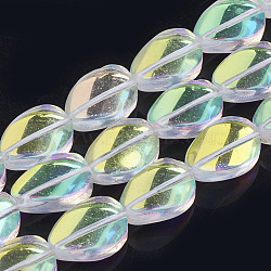 Synthetic Moonstone Beads Strands, Holographic Beads, Dyed, Twist, Clear AB, 18x13x7mm, Hole: 1mm, about 21pcs/strand, 14.9 inch(G-S285-01)