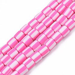 Handmade Polymer Clay Bead Strands, Column, Camellia, 6x6mm, Hole: 1.5mm, about 63pcs/strand, 15.55 inch~15.94 inch(39.5~40.5cm)(CLAY-T020-12E)