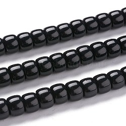 K9 Glass Beads Strands, Imitation Jade Glass Beads, Column, Black, 8~8.5x5.5~6mm, Hole: 1.4mm, about 67pcs/Strand, 15.83 inch(40.2cm)(GLAA-K039-C09)