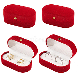 Oval Velvet Jewelry Box, Flip Case for Earring Studs, Rings Storage, Dark Red, 7.45x4x3.55cm(VBOX-WH0013-02)