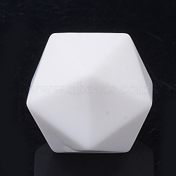 Food Grade Eco-Friendly Silicone Beads, Chewing Beads For Teethers, DIY Nursing Necklaces Making, Icosahedron, Snow, 16.5x16.5x16.5mm, Hole: 2mm(X-SIL-T048-14mm-01)