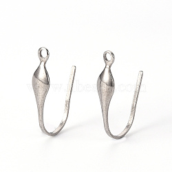 316 Stainless Steel Stud Earring Hooks, with Vertical Loop, Stainless Steel Color, 19x11x4mm, Hole: 1.4mm, Pin: 1mm(X-STAS-Q239-015)