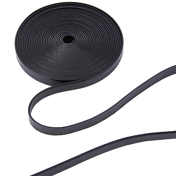 Flat Leather Jewelry Cord, Jewelry DIY Making Material, Black, 10x1.4mm, about 5.47 Yards(5m)/Roll
