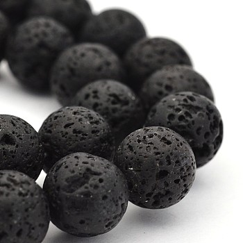 Dyed Lava Rock Round Beads Strands, Black, 12mm, Hole: about 2.5~3mm, about 33pcs/strand, 15.3 inch