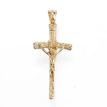 304 Stainless Steel Pendants, For Easter, Crucifix Cross, Golden, 44x21x6mm, Hole: 4x6mm