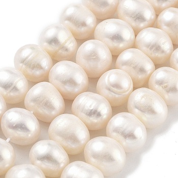 Natural Cultured Freshwater Pearl Beads Strands, Potato, Floral White, 10~11mm, Hole: 0.6mm, about 18~19pcs/strand, 6.89~7.09 inch(17.5~18cm)