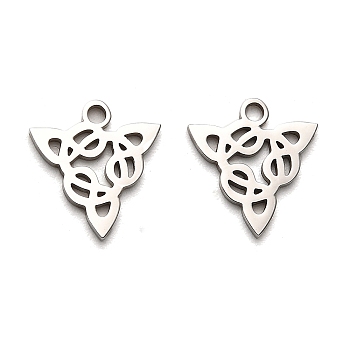 316 Surgical Stainless Steel Charms, Laser Cut, Trinity Knot Charm, Stainless Steel Color, 13x12x1mm, Hole: 1.6mm