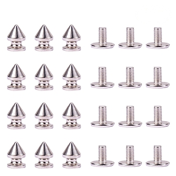 Punk Rock Studs and Spikes, for Clothes Metal Bullet Pointed Rivets, Leather Fashion Accessory Garment Rivets, Platinum, 10x7mm