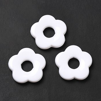 Opaque Acrylic Bead Frames, Flower, White, 26x26.5x5mm, Hole: 1.6mm, 8mm Inner Diameter, about 240pcs/500g