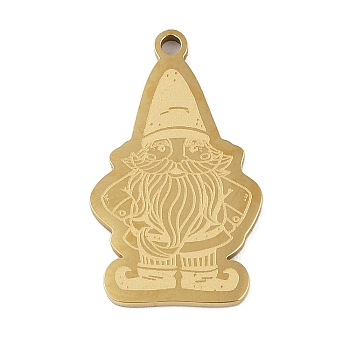 304 Stainless Steel Pendants, Gnome Charm, Golden, 25x14.5x1.5mm, Hole: 1mm