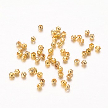 Iron Spacer Beads, Cadmium Free & Nickel Free & Lead Free, Round, Golden, about 2mm in diameter, hole: 0.8mm, about 1310pcs/20g