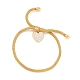 Bracelet coulissant à breloques en forme de cœur avec strass en cristal et chaîne à mailles rondes pour femme(BJEW-C013-08G)-1