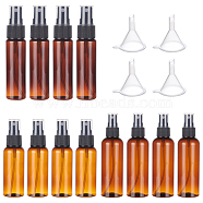 CHGCRAFT Plastic Spray Bottles, with Fine Mist Sprayer & Dust Cap, Round & Flat Shoulder, Plastic Funnel Hopper, Refillable Bottle, Coconut Brown, Bottle: 12pcs(MRMJ-CA0001-05)