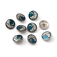 1-Hole Alloy Enamel Shank Buttons, Flat Round with Moon, Matte Platinum Color, 20x7.5mm, Hole: 2mm(BUTT-WH0015-58B)