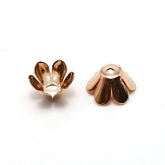 6-Petal Iron Bead Caps, Flower, Light Gold, 10x6.2mm, Hole: 1.6mm, inner diameter: 10mm, about 50pcs/bag(IFIN-CJC0005-06KCG)