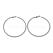 Baking Paint 201 Stainless Steel Hoop Earrings, Ring, Black, 79mm, Pin: 0.5mm(EJEW-P185-C06-01)