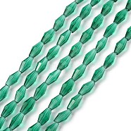 Transparent Glass Beads, Faceted, Bicone, Sea Green, 8x4mm, Hole: 0.8mm, about 70pcs/Strand, 22.99''(58.4cm)(GLAA-P001-01A-05)