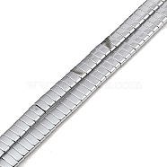 Electroplated Non-magnetic Synthetic Hematite Beads Strands, Rectangle, 2-Hole, Silver Plated, 5x2x2mm, Hole: 0.8mm, about 193pcs/strand, 8.27 inch(21cm)(G-G089-A02-09)
