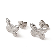 304 Stainless Steel Butterfly Stud Earrings for Women, Stainless Steel Color, 8.5x11.5mm, Pin: 0.8mm(EJEW-I281-15P)