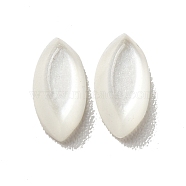 Resin Cabochons, Pearlized, Imitation Cat Eye, Horse Eye, Floral White, 6.5x3.5x2mm(CRES-D003-06)