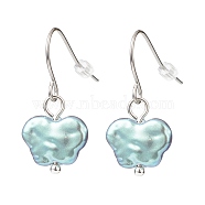 Plastic Pearl Butterfly Dangle Earrings, 304 Stainless Steel Jewelry for Women, Light Sea Green, 27mm, Pin: 0.6mm(EJEW-JE05028-02)