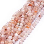 Natural Cherry Blossom Agate Beads Strands, Round, 6mm, Hole: 0.8mm, about 60~64pcs/strand, 16 inch(40cm)(G-I249-B01-01)