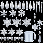 DIY Pendant Decoration Making Kit, Including Kite & Bullet & Cone & Snowflake Acrylic Pendants & Links Connectors, Iron Jump Rings, Nylon Wire, Clear, 192Pcs/bag(DIY-SC0021-81)