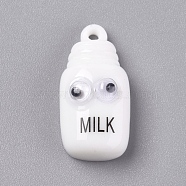 Imitation Food Plastic Pendants, Mike with Word, White, 27.7x14x10.2mm, Hole: 2.2mm(KY-WH0020-35)