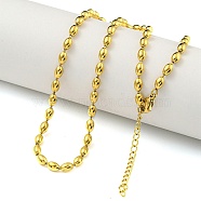 PVD Vacuum Plating 304 Stainless Steel Oval Link Chain Necklaces, Golden, 16.38 inch(41.6cm)(NJEW-P315-04G)