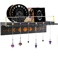 Moon Phase Wooden Crystal Pendulum Wall Shelf, Witch Hanging Crystal Organizer Holder, for Stone Divination Tarot Oracle Card, Witchcraft Pagan Altar Supply, Black, 31x13x5cm(ODIS-WH0050-05)
