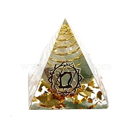 Chakra Theme Orgonite Pyramid Resin Energy Generators, Reiki Natural Green Aventurine Chips Inside for Home Office Desk Decoration, 29mm(DJEW-PW0012-021A)