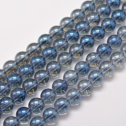 Electroplated Synthetic Quartz Bead Strands, Round, Full Rainbow Plated, Steel Blue, 3mm, Hole: 1mm, about 135pcs/strand, 15.7 inch(EGLA-J061-3mm-FR04)