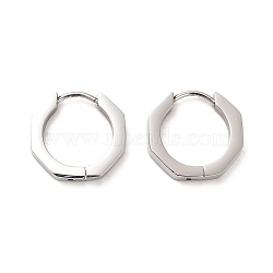 202 Stainless Steel Hoop Earrings, with 304 Stainless Steel Pins, Hexagon, 16x3x16.5mm(EJEW-C076-06B-P)