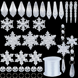 DIY Pendant Decoration Making Kit, Including Kite & Bullet & Cone & Snowflake Acrylic Pendants & Links Connectors, Iron Jump Rings, Nylon Wire, Clear, 192Pcs/bag(DIY-SC0021-81)