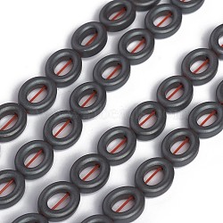 Non-magnetic Synthetic Hematite Beads Strands, Bead Frames, Frosted, Oval, 10.5x8.5x3.5mm, Hole: 0.8mm, about 40pcs/strand, 15.94 inch(40.5cm)(X-G-I273-09)