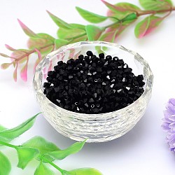 Faceted Imitation Austrian Crystal Bead Strands, Grade AAA, Bicone, Black, 3x3mm, Hole: 0.7~0.9mm, about 1440pcs/bag(G-M180-3mm-23B)
