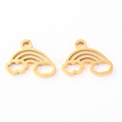 304 Stainless Steel Charms, Laser Cut, Rainbow, Golden, 12x9.5x1.4mm, Hole: 1.5mm(STAS-O142-69G)
