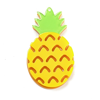 Opaque Resin Pendants, Imitation Food & Fruit Charms, Pineapple, 49.5x28x4mm, Hole: 1.4mm