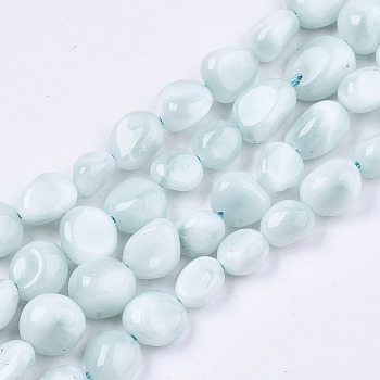 Natural Glass Beads Strands, Tumbled Stone, Nuggets, 4~10x4~7x3~6mm, Hole: 1mm, about 50pcs/strand, 50~52pcs/strand, 14.96 inch(38cm)
