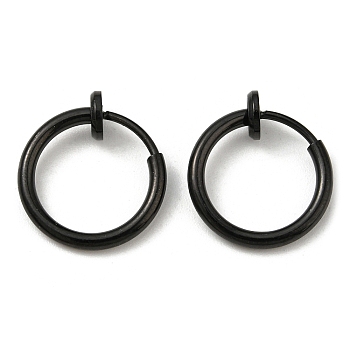 304 Stainless Steel Clip-on Earrings, No Piercing Earrings, Black, 14.5x13x4.5mm