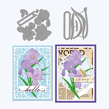 2Pcs 2 styles Carbon Steel Cutting Dies Stencils, for DIY Scrapbooking, Photo Album, Decorative Embossing Paper Card, Stainless Steel Color, Flower Pattern, 10~10.2x7.5~10.6x0.08cm, 2pc/style