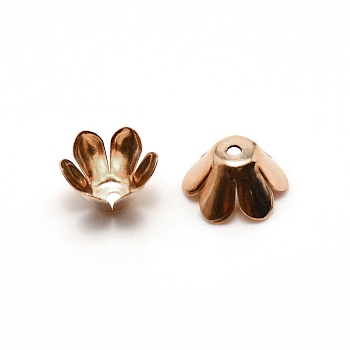 6-Petal Iron Bead Caps, Flower, Light Gold, 10x6.2mm, Hole: 1.6mm, inner diameter: 10mm, about 50pcs/bag