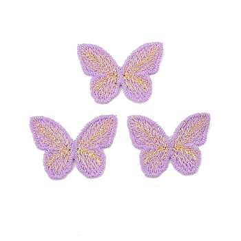 Polyester Butterfly Cabochons, for Hair Accessories Making, Plum, 30x43mm
