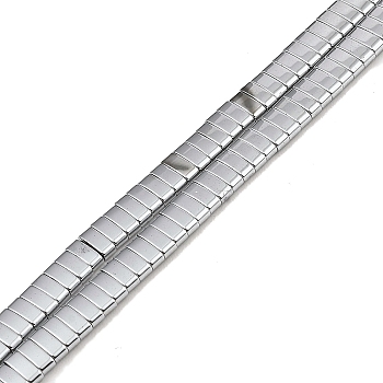 Electroplated Non-magnetic Synthetic Hematite Beads Strands, Rectangle, 2-Hole, Silver Plated, 5x2x2mm, Hole: 0.8mm, about 193pcs/strand, 8.27 inch(21cm)