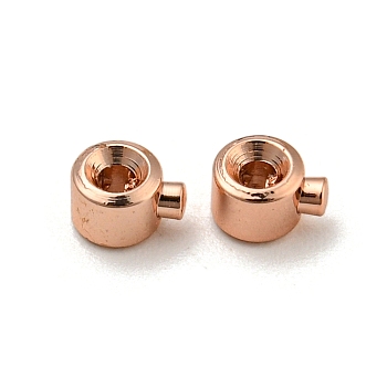 Brass Crimp Beads, Long-Lasting Plated, Column, Rose Gold, 4.5x3.5x2.5mm, Hole: 0.9mm