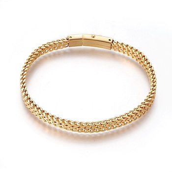 304 Stainless Steel Mesh Bracelets, with Bayonet Clasps, Golden, 8-5/8 inch(22cm), 6x3.5mm