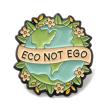 ECO NOT EGO Flower Plant Earth Alloy Enamel Pin Brooch, for Backpack Clothes, Beige, 30x28x1mm